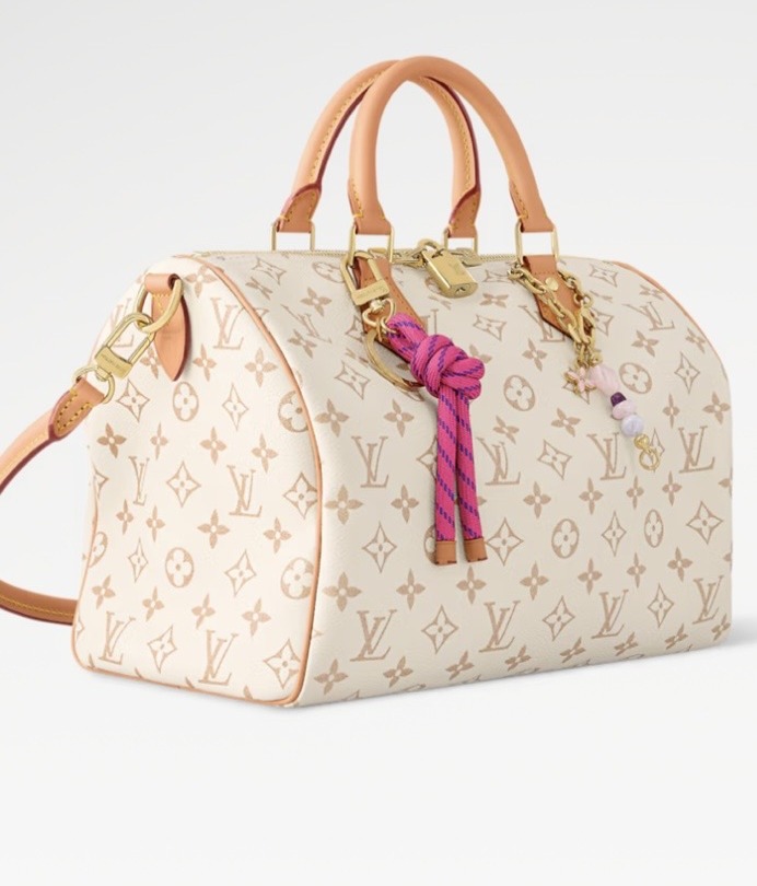 Cream monogram top-handle bag